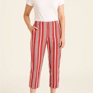 Talbots Petites Vintage Heather Red and White Striped Capri Pants size 16P